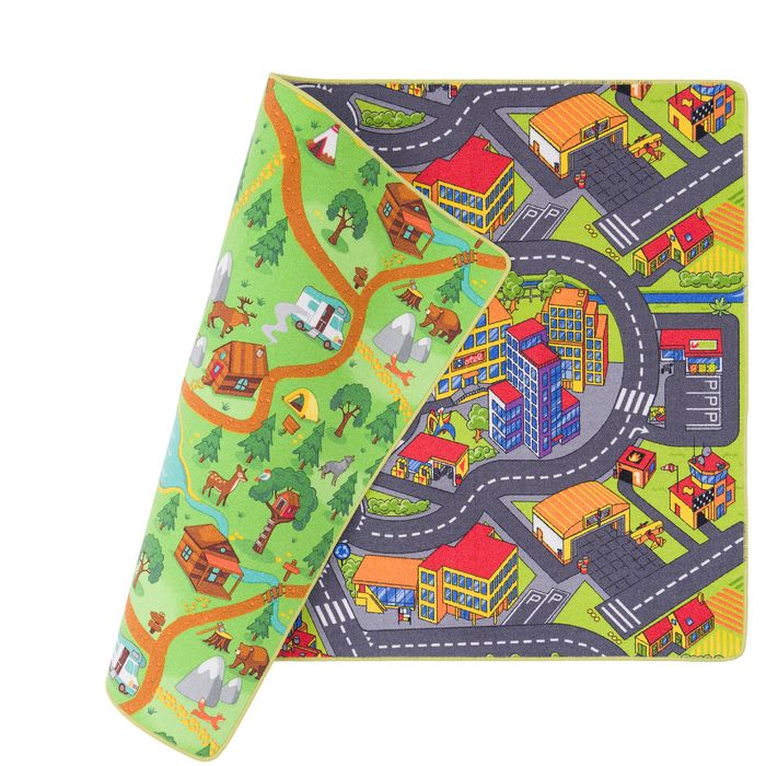 Tapis Route pour Enfants Double Face Camping 3D Town