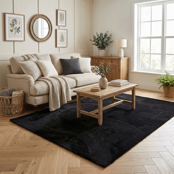 Super Soft Hochflorteppich Livorno Schwarz