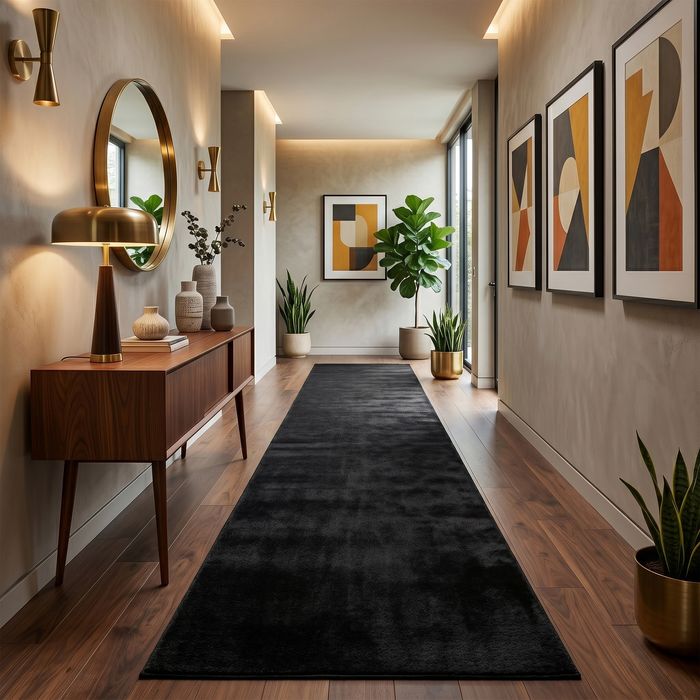 Super Soft Hochflor Läufer Livorno Schwarz