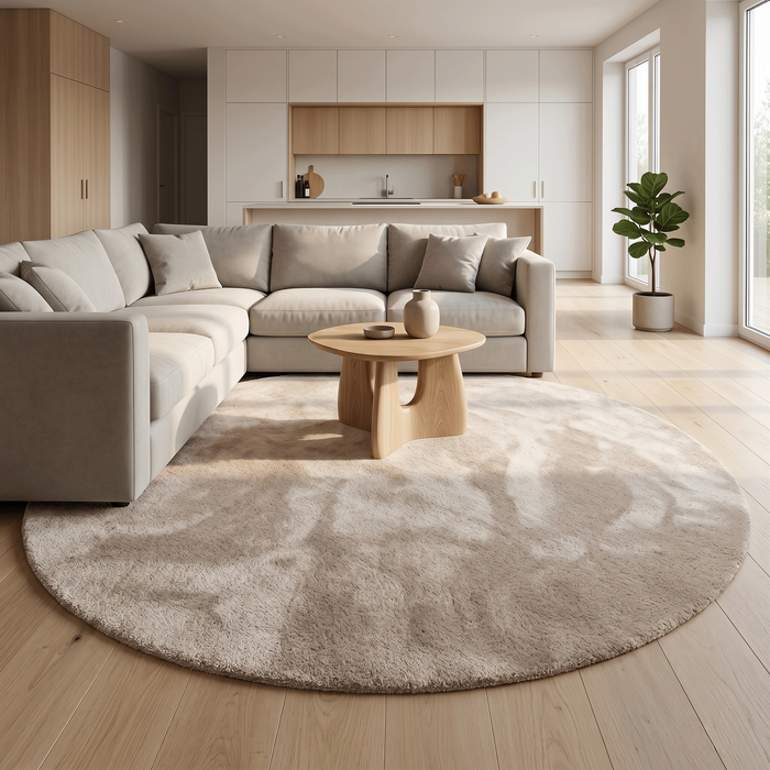 Tapis Shaggy Super Soft Livorno Beige Rond