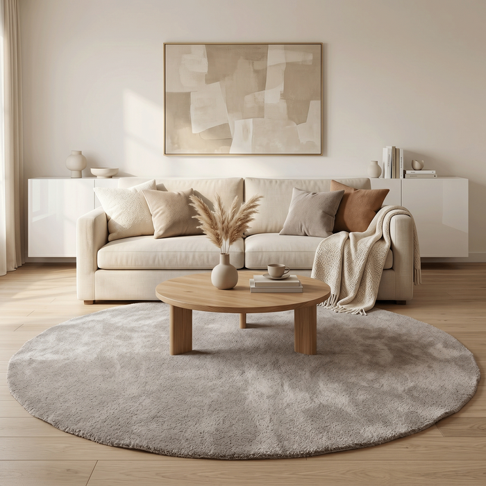 Tapis Shaggy Super Soft Livorno Taupe Rond