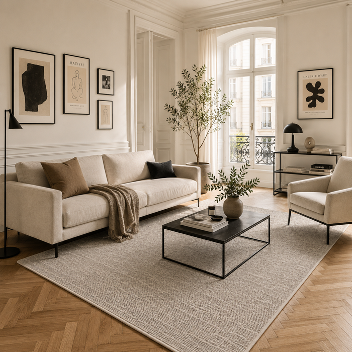 Schlingen Designer Teppich Niva Beige