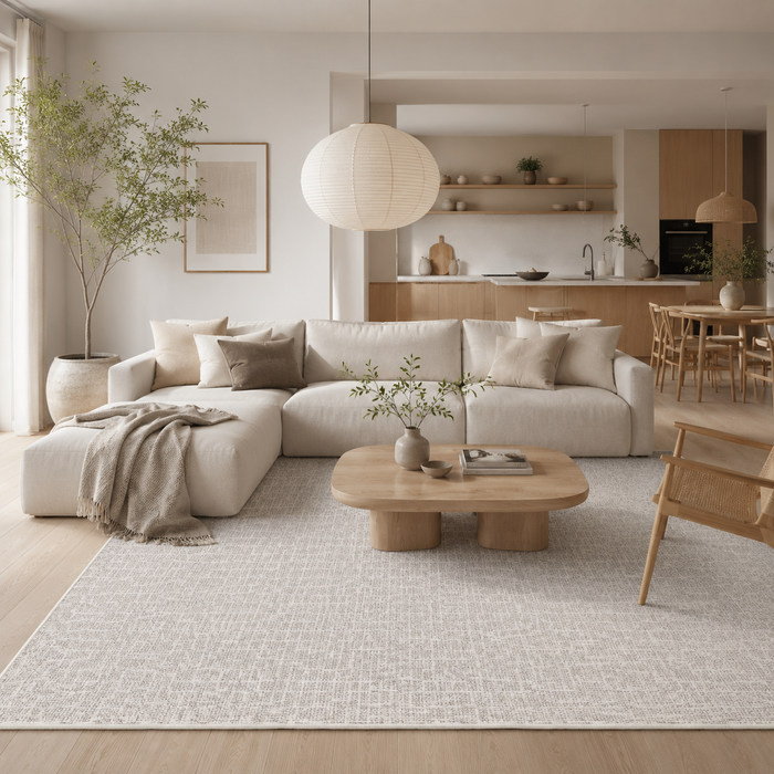 Schlingen Designer Teppich Niva Creme