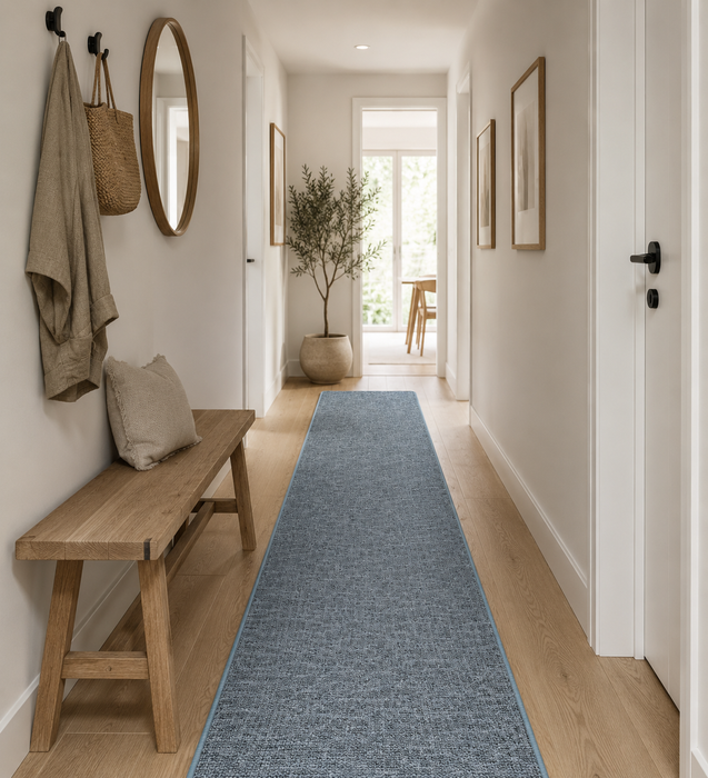 Schlingen Designer Teppich Läufer Niva Blau