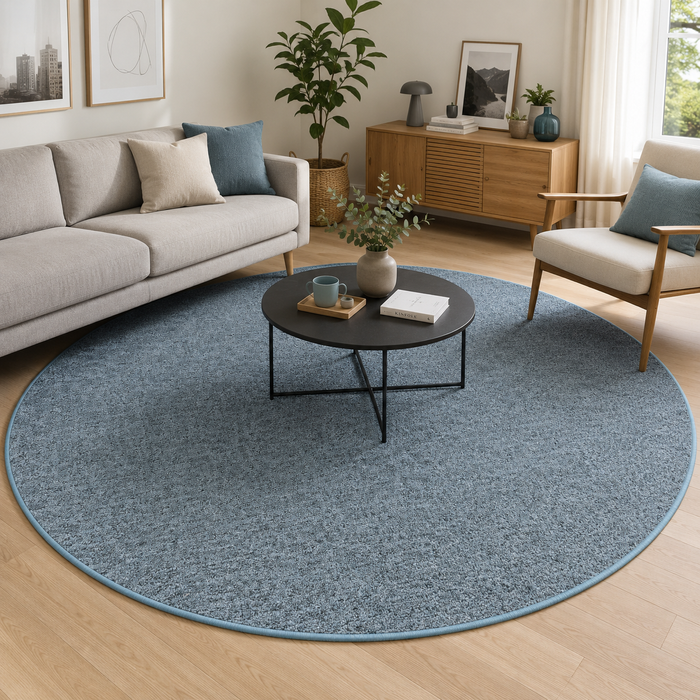 Schlingen Designer Teppich Rund Niva Blau