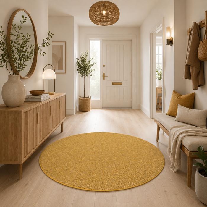 Schlingen Designer Teppich Rund Niva Curry