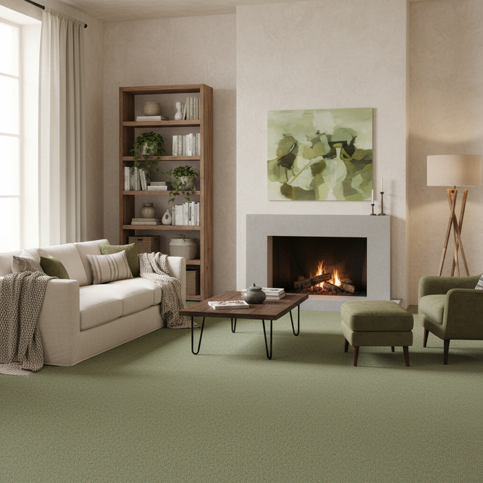 Schlingen Teppichboden Alma Grün Meliert