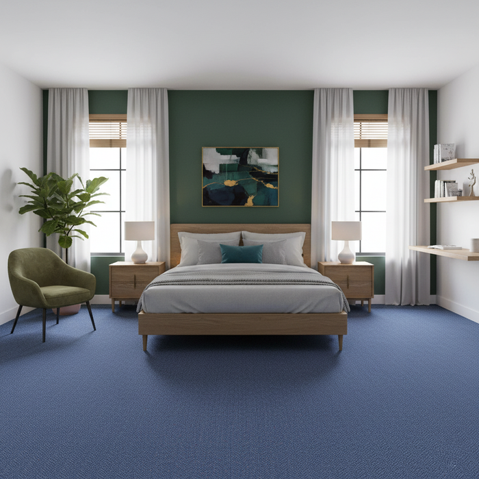 Schlingen Teppichboden Alma Blau Meliert