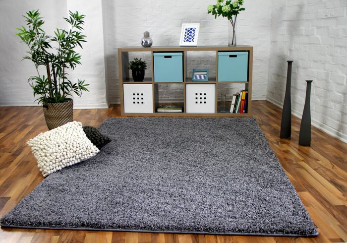 Luxus Hochflor Langflor Teppich Milano Grau