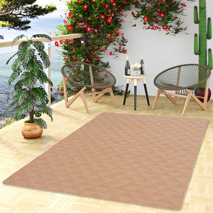 In- und Outdoor Teppich Beidseitig Newport Nuss Weiss