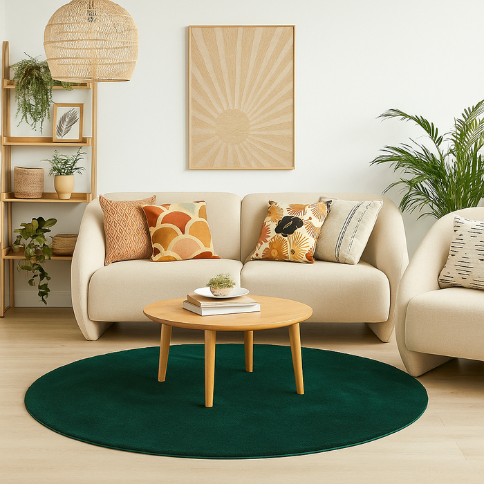 Luxus Super Soft Fellteppich Pearl Dunkelgrün Rund