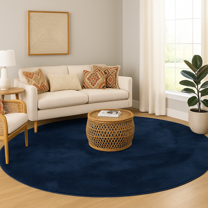 Luxus Super Soft Fellteppich Pearl Dunkelblau Rund