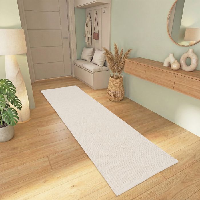 Tapis coureur naturel laine Skara crème