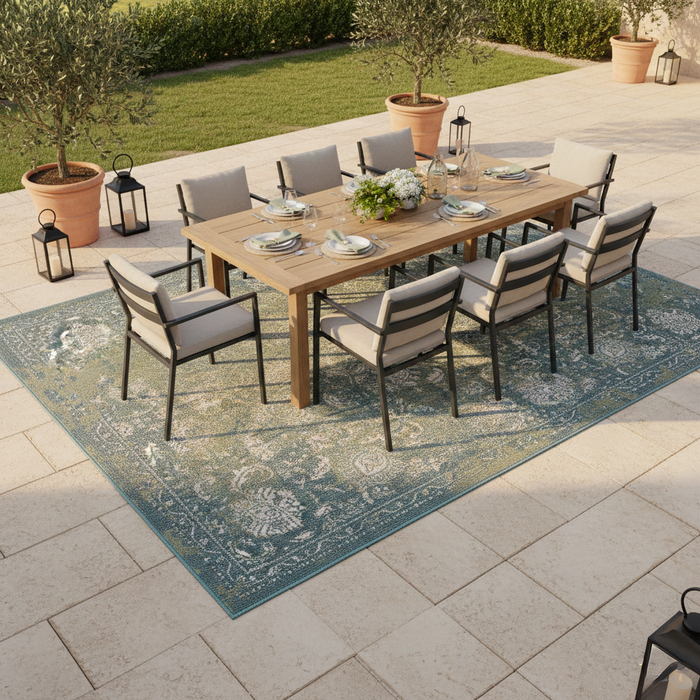 Lagos Vintage Petrol Orient Indoor Outdoor Teppich