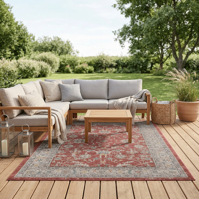 Indoor Outdoor Teppich Lagos Vintage Orient Rot