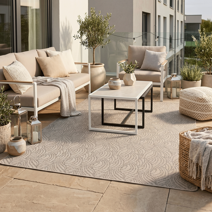 Tapis intérieur & extérieur réversible Newport gris motif vagues
