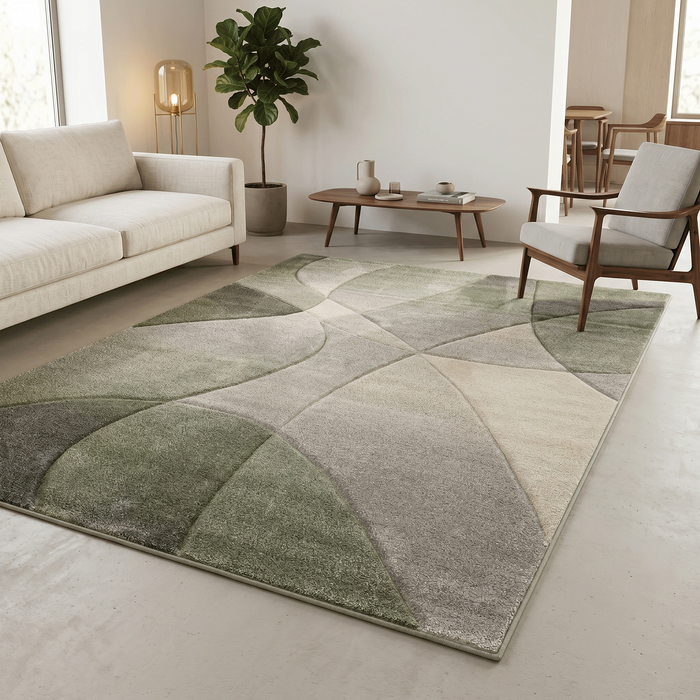 Tapis Design Maui Moderne Vert Crème