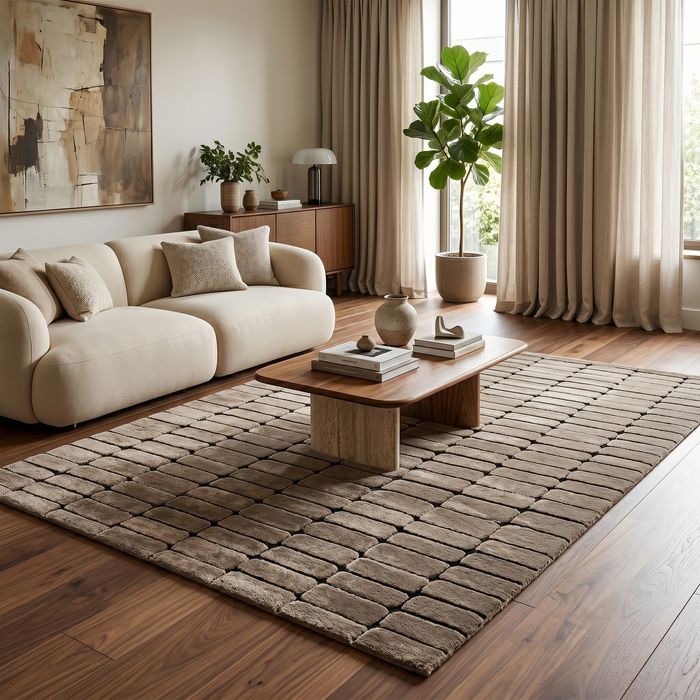 Designer Hochflor Teppich Nosy Stone Taupe