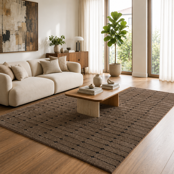 Tapis Design à Poils Longs Nosy Marron
