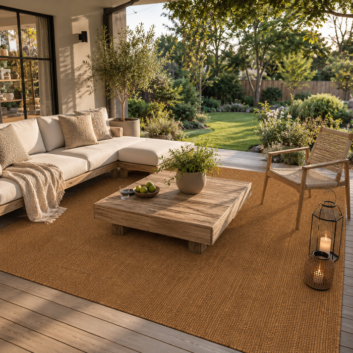 In- & Outdoor Flachgewebe Teppich Porto Braun Meliert