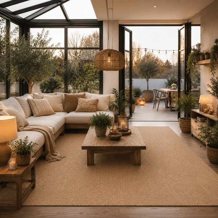 In- & Outdoor Flachgewebe Teppich Porto Sand Meliert