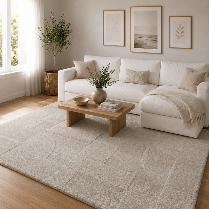 Designer Hochflor Teppich Nosy Modern Creme