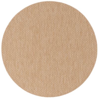 Binnen & Buiten Platgeweven Vloerkleed Porto Beige Ruit Rond