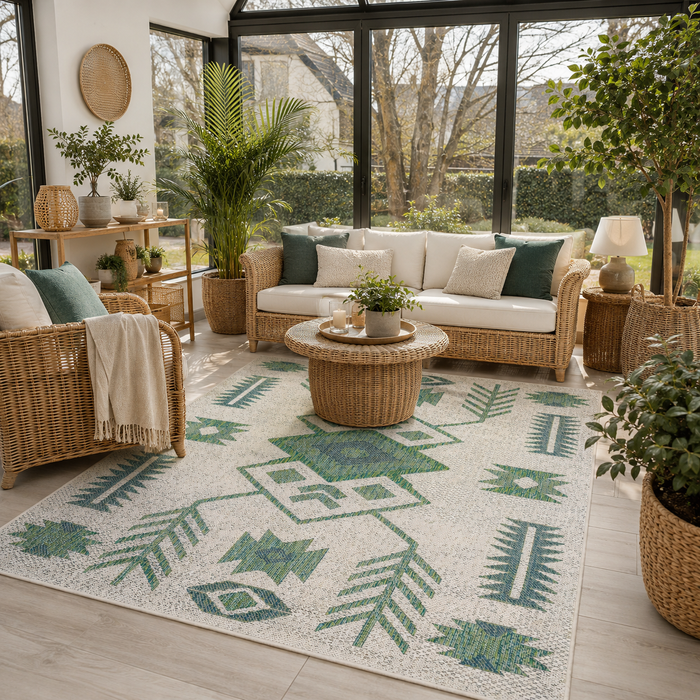 In- & Outdoor Teppich Carpetto Ethno Grün