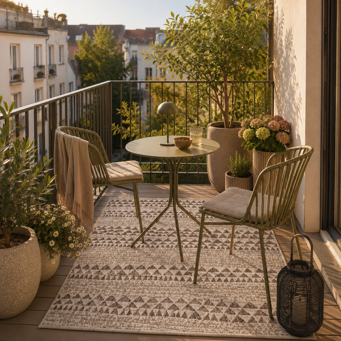 In- & Outdoor Teppich Carpetto Beige Stripes