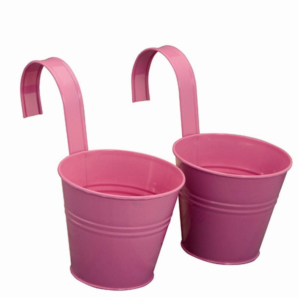 Siena Garden Blumentopf mit Halter, Zinkblech, pink (2er Pack) yovivo.de