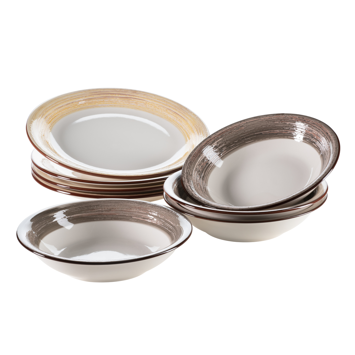 MÄSER Frühstücksteller Mäser Prospero 6x Kuchenteller Porzellan Fruehstuecks Teller Braun S0le30jd