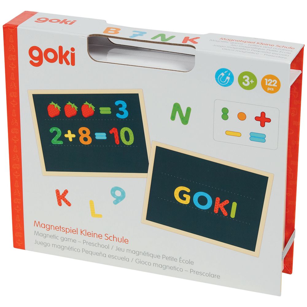 goki 58420 Jeu magnétique 122 pièces Petite école 20 x 26,5 x 5 cm