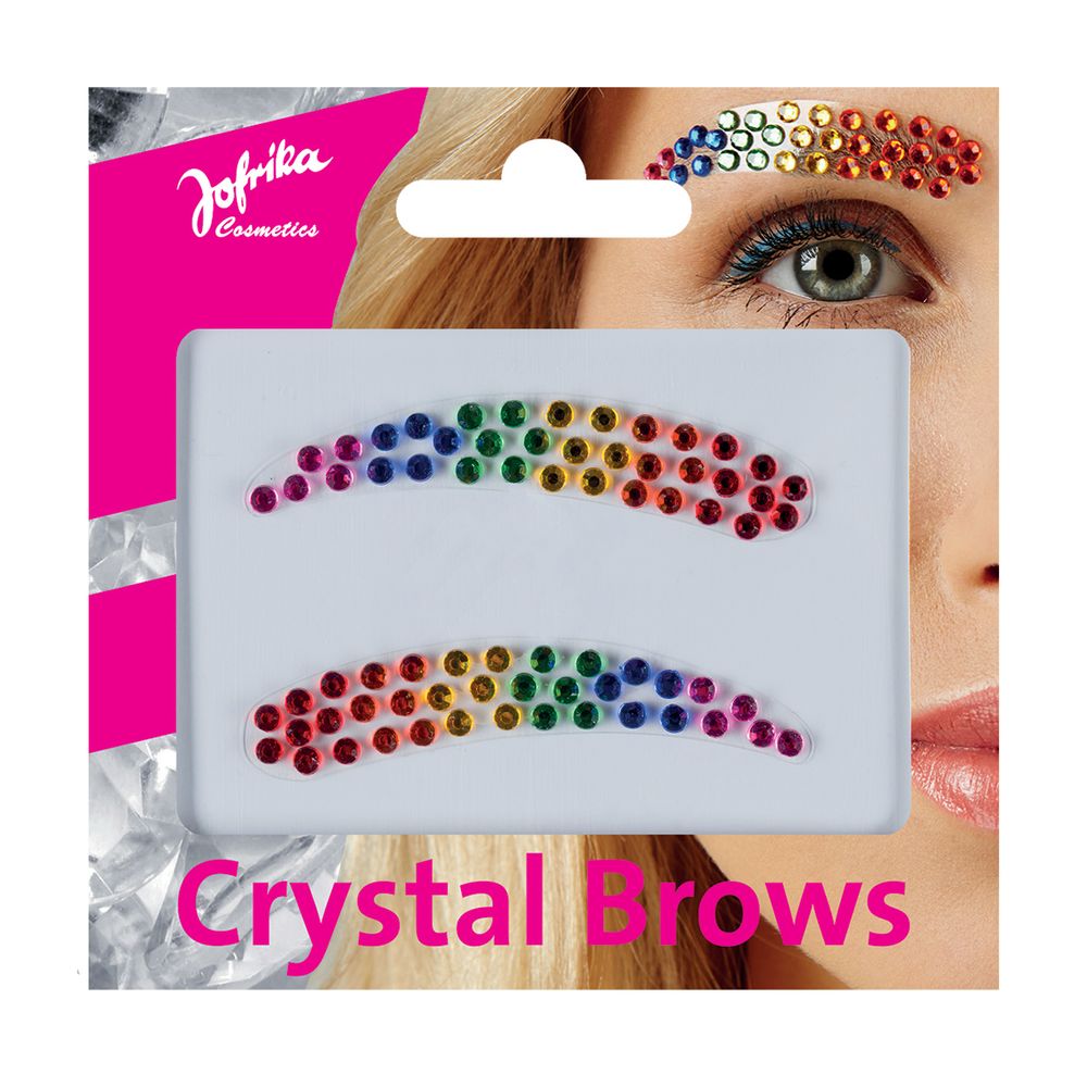 Jofrika 750720 knstliche Augenbrauen aus Schmucksteinen Crystal Brows,  regenbogenfarben (1 Paar) | mariposa toys