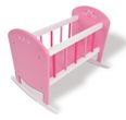 Rosa / Weiß - farbenes Puppenbett aus Holz