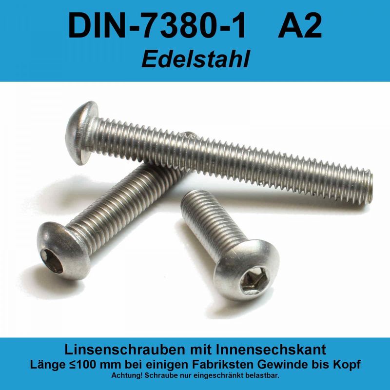 500 Linsenschrauben Mit Innensechskant M4x20mm - ISO 7380-1 - Edelstahl A4 | 4 Mm | 20 Mm | 500