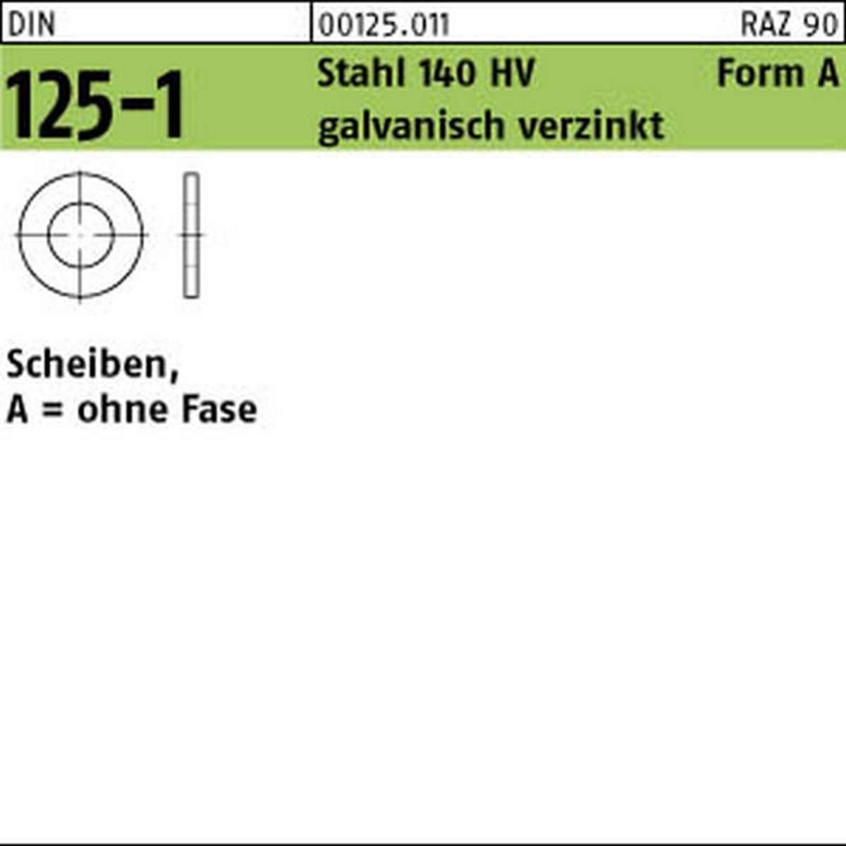 Unterlegscheiben galvanisch verzinkt DIN 125 / DIN EN ISO 7089
