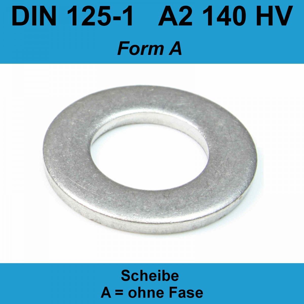 Unterlegscheiben DIN 125 A2 Edelstahl für M10 (10,5x20,0x2,0mm