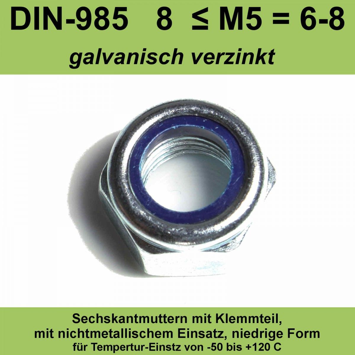M6 DIN 985 8 verzinkt Sechskantmutter Klemmteil