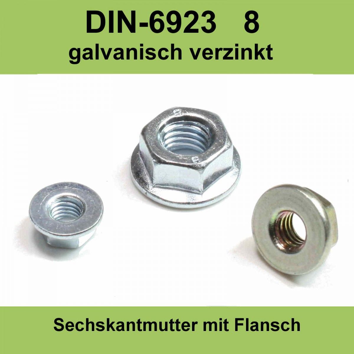 M10 DIN 6923 8 Sechskantmuttern mit Flansch verzinkt ISO 4161