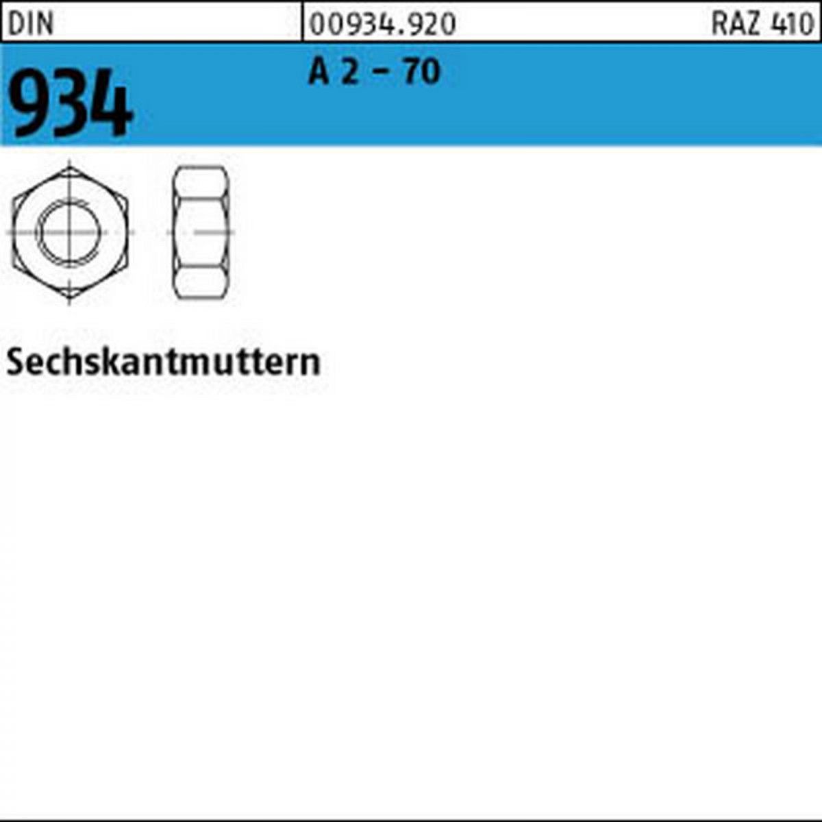 10 Stück M6 Sechskantmuttern DIN 934 - A2 Edelstahl - M 6 - V2A - Muttern  (10, M6) : : Baumarkt