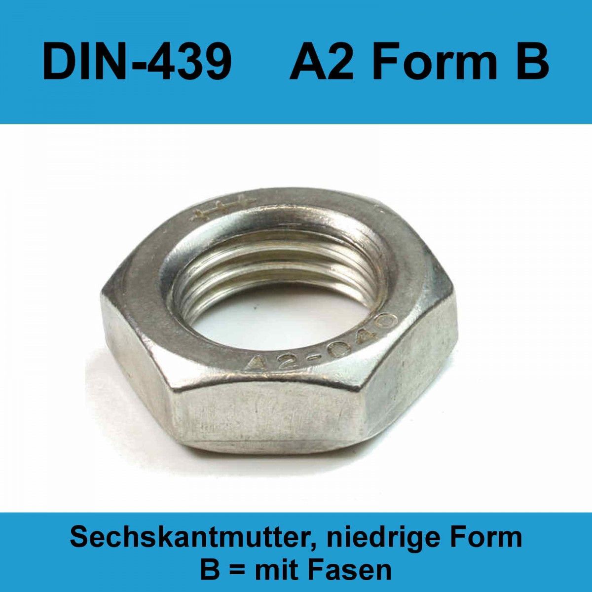M8 DIN 439 A2 Sechskantmutter Edelstahl Stahl A2 BM 8,0