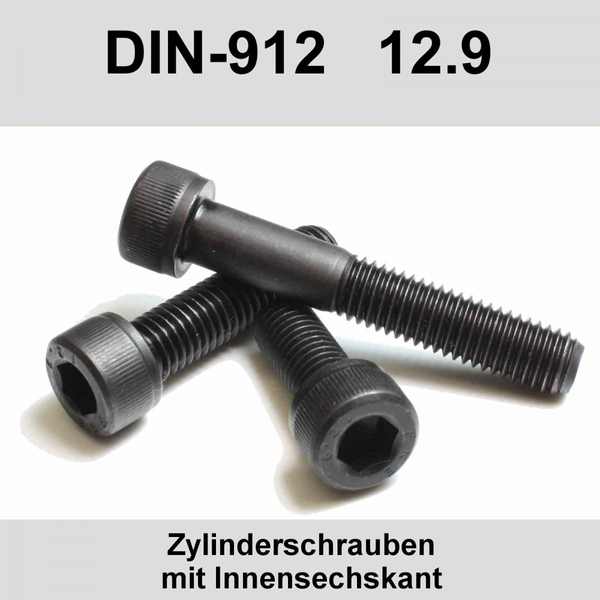 M14 DIN 912 12.9 Stahl Zylinderschrauben Innensechskant blank Zylinder