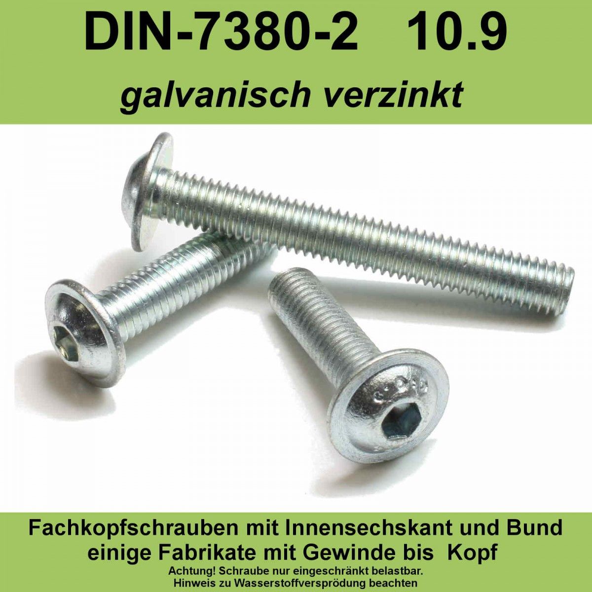 M5 ISO 7380-2 10.9 verzinkt Linsenschrauben Innensechskant Flansch Flachrund M5x