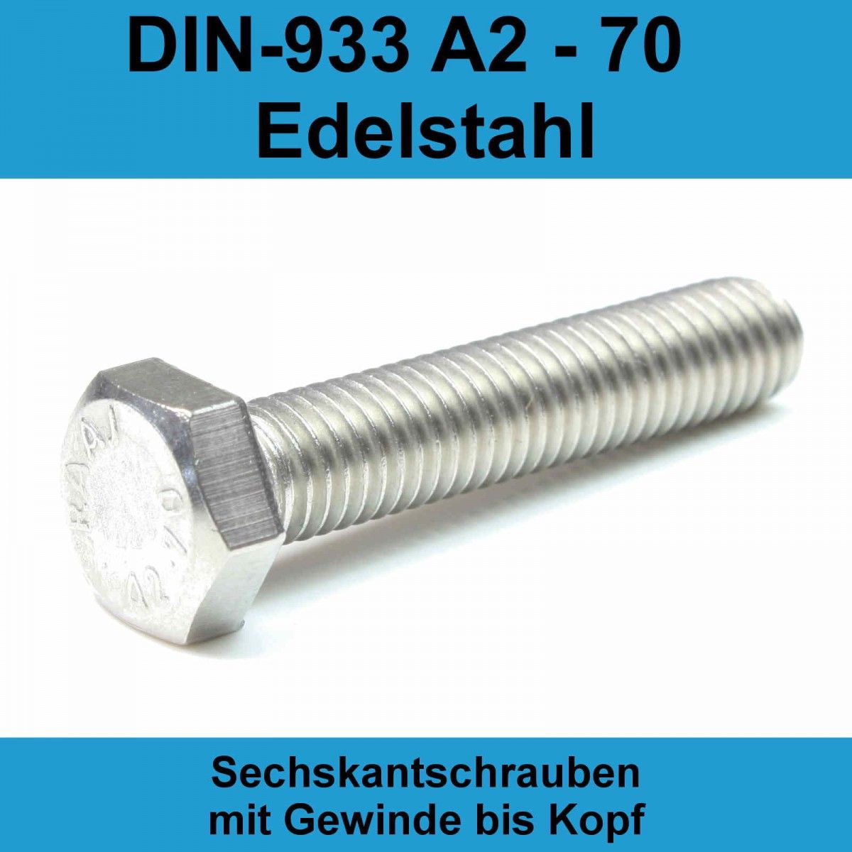 M12 Sechskantschrauben Edelstahl DIN 933 A2 V2A Maschinen Gewinde Voll 4017 M12x