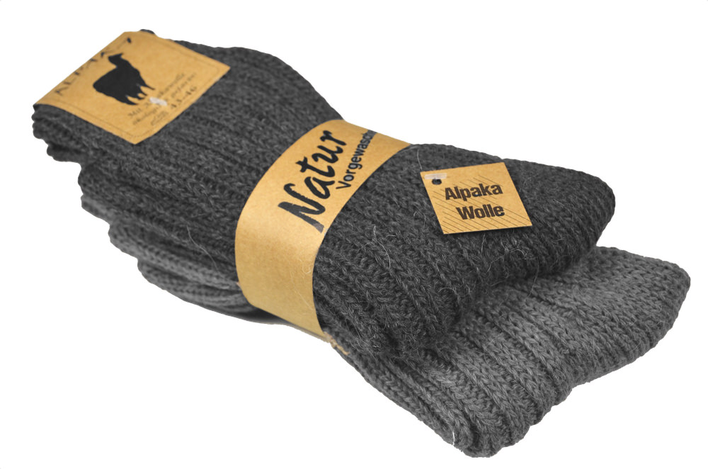 2 oder 4 Paar dicke AlpakaSocken für Damen und Herren; die Wärmsten Wollsocken Socken Herrensocken