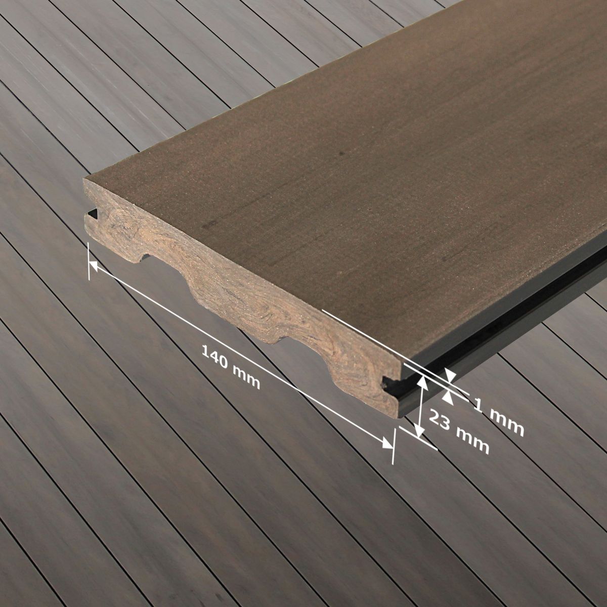 BPC Terrassendielen Terrassenboden Premium WPC Bambus Boden Dielen Grau