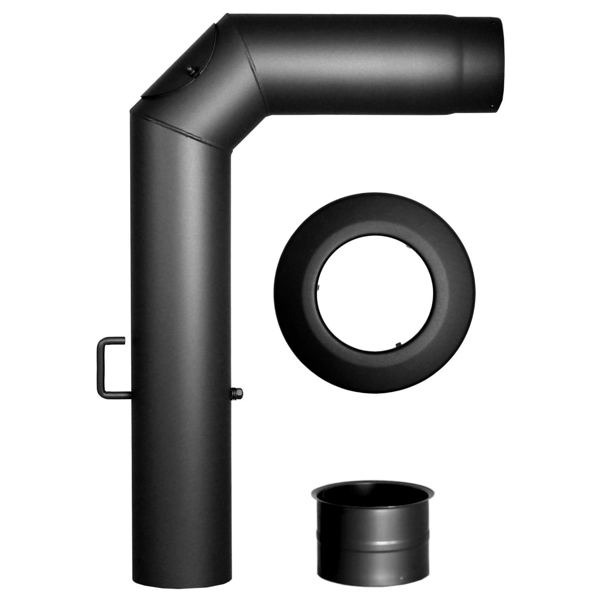 Ofenrohr Knie 90° Bogen Mit Tür | 160mm Durchmesser | Stahlrohr Senotherm Schwarz 2mm | Für Kamin & Schwedenofen