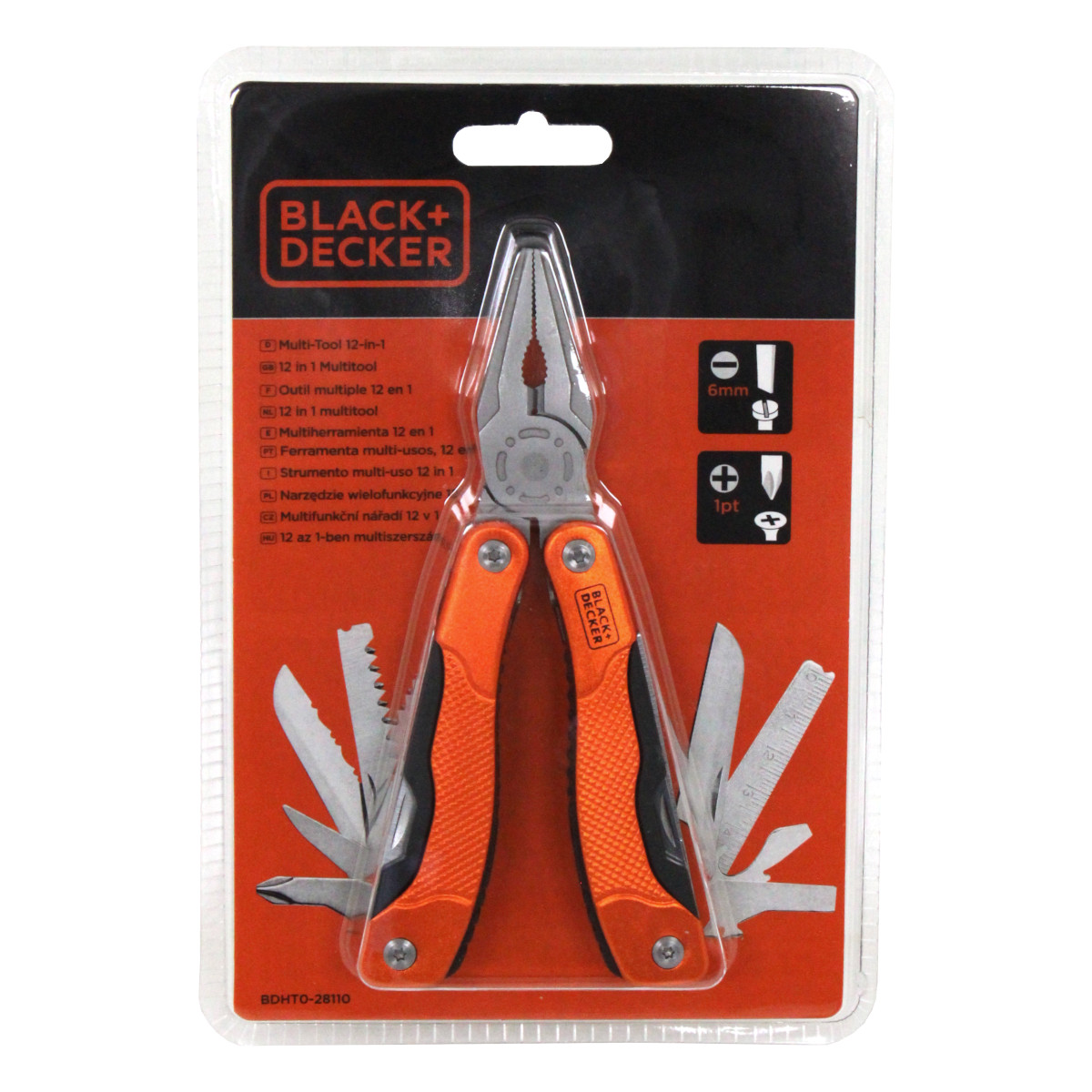 Black + Decker BDHT0-28110 12 in 1 Multitool Edelstahl Zange Säge Messer Öffne
