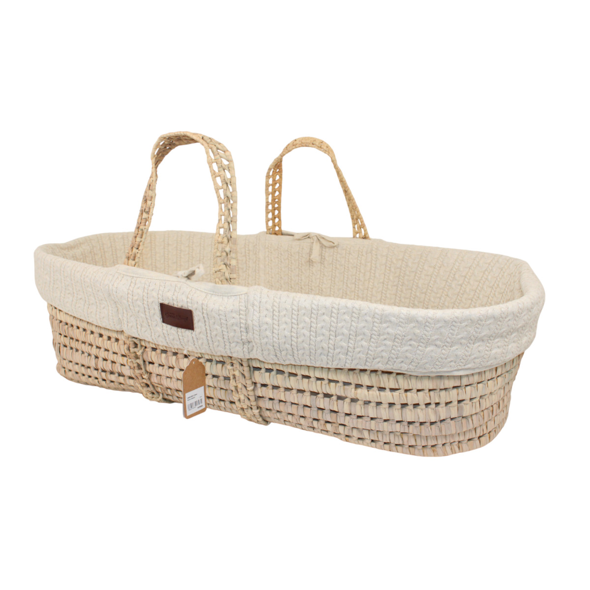 The Little Green Sheep Bio Strick Moseskorb Babybett mit Matratze Leinen