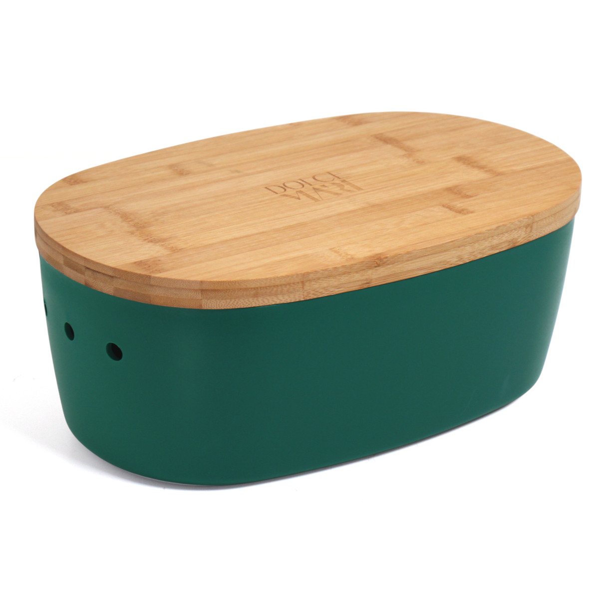 Dolce Mare Brotbehälter Brotbox Brotdose Brotkasten Bambus Schneidebrett Grün
